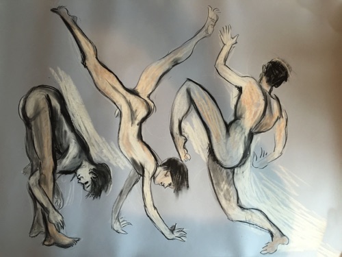 Trio of nudes - 
Life drawing in Caran D'Ache oil pencils
(Ref 13)